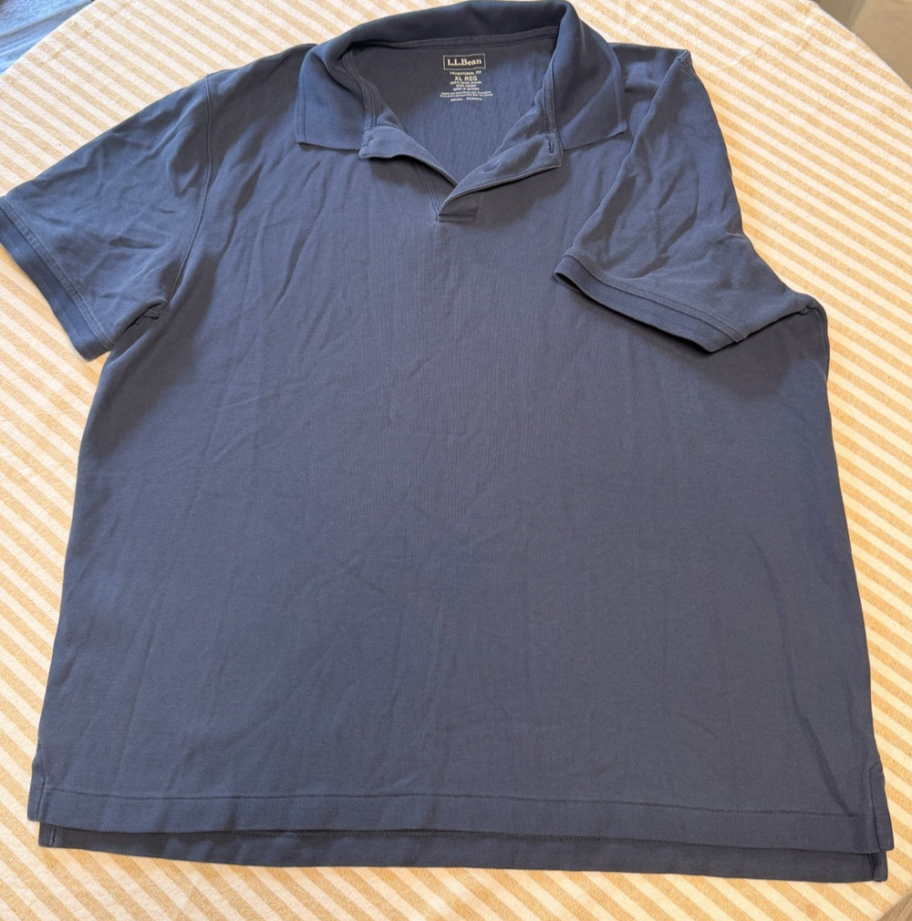 L.L. Bean Men's Polo Shirt XL Navy Blue Premium Double L Pique Short Sleeve